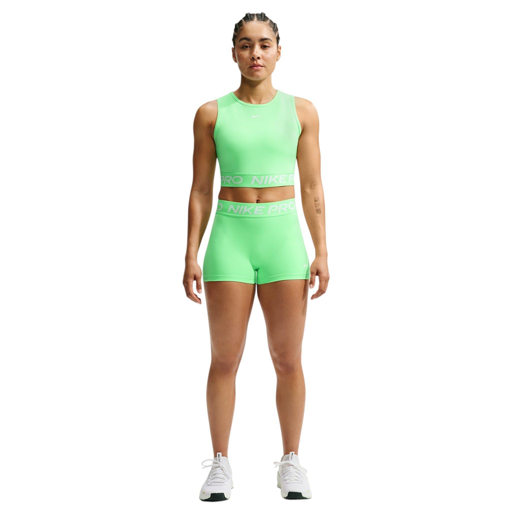 Nike Women's Pro Mid-Rise 3" Biker Shorts - Green/White - GREEN/WHITE